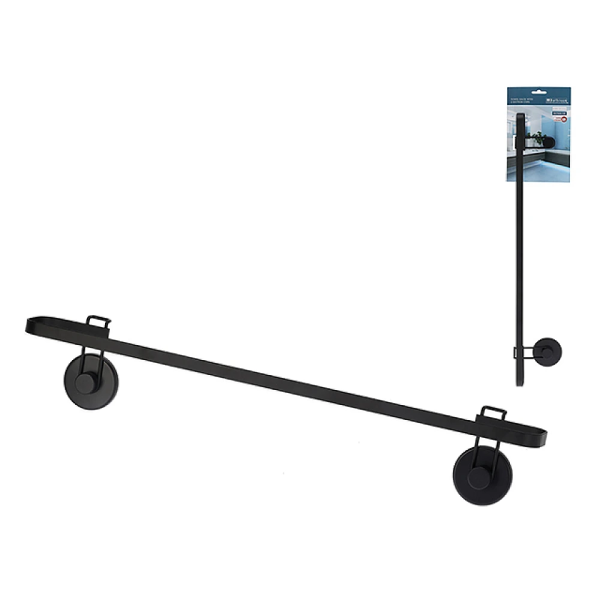 Suport pentru prosoape de perete Bathroom 60X8.5X10 cm, negru, metal Suport pentru prosoape de perete Bathroom 60X8.5X10 cm, negru, metal