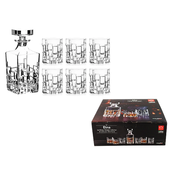 Set carafa 810ml si 6 pahare pentru whisky 330ml Etna, cristal Set carafa 810ml si 6 pahare pentru whisky 330ml Etna, cristal