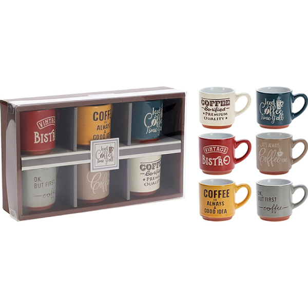 Set cani 6buc,120 ml "Coffee Time", ceramica