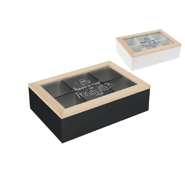 Cutie pentru ceai 6 sectiuni 23X16X7cm, lemn Cutie pentru ceai 6 sectiuni 23X16X7cm, lemn