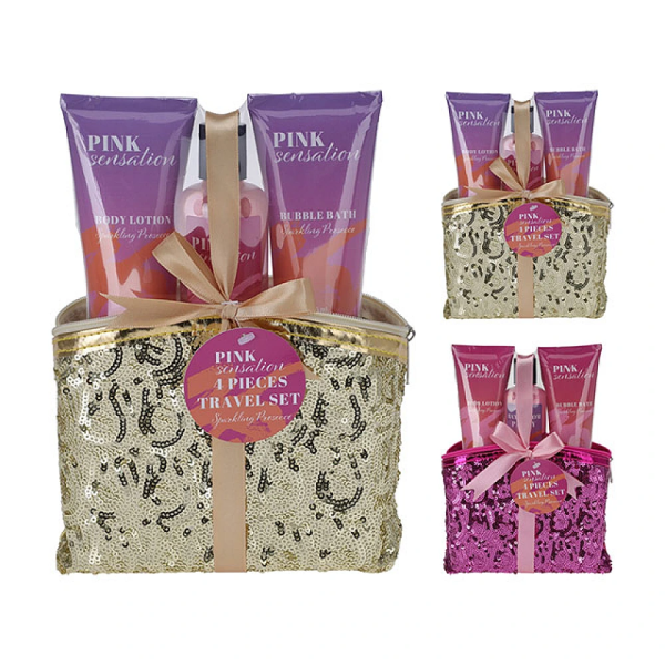 Set de baie in trusa cosmetica: gel de dus 100ml, lotiune de corp 95ml, spuma de baie 95ml Set de baie in trusa cosmetica: gel de dus 100ml, lotiune de corp 95ml, spuma de baie 95ml