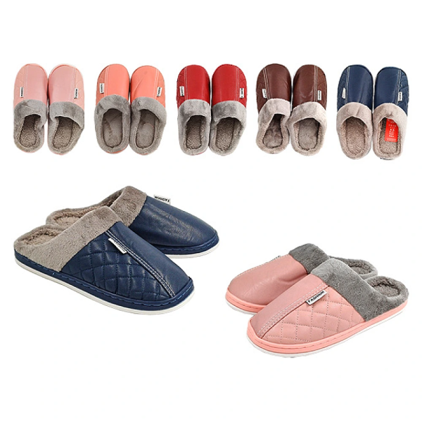 Papuci unisex cu aspect de piele, cu ornamente din blana (m.38-45) Papuci unisex cu aspect de piele, cu ornamente din blana (m.38-45)