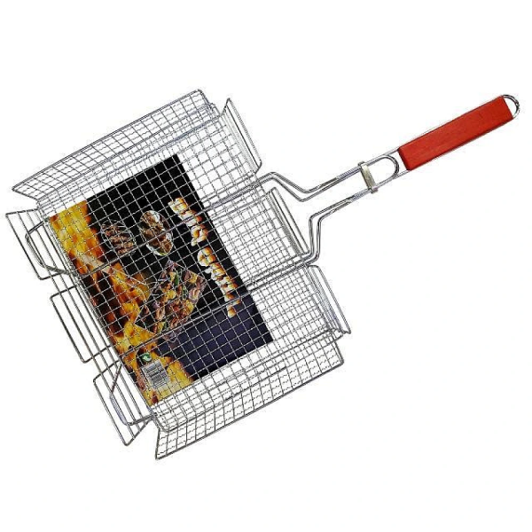 Решетка для гриля BBQ 32X43X5cm, с деревянной ручкой Решетка для гриля BBQ 32X43X5cm, с деревянной ручкой