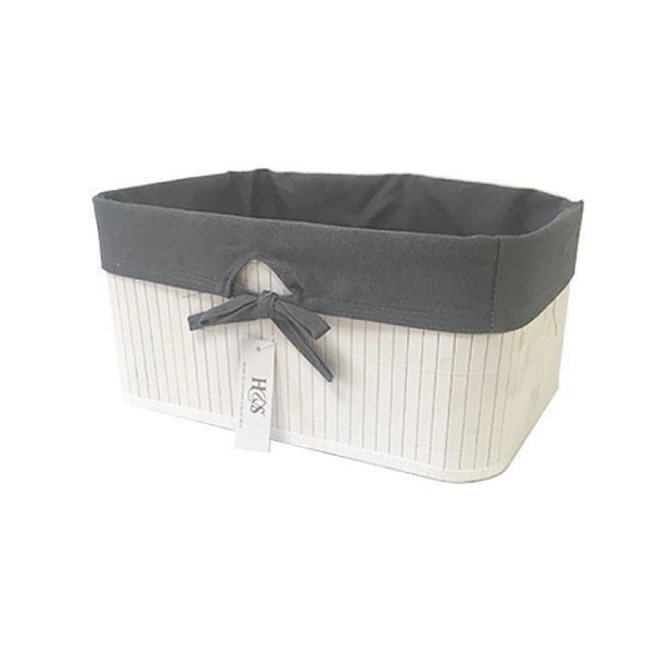 Cos împletit H&S 34X23X16cm alb, cu pânză neagră Cos împletit H&S 34X23X16cm alb, cu pânză neagră