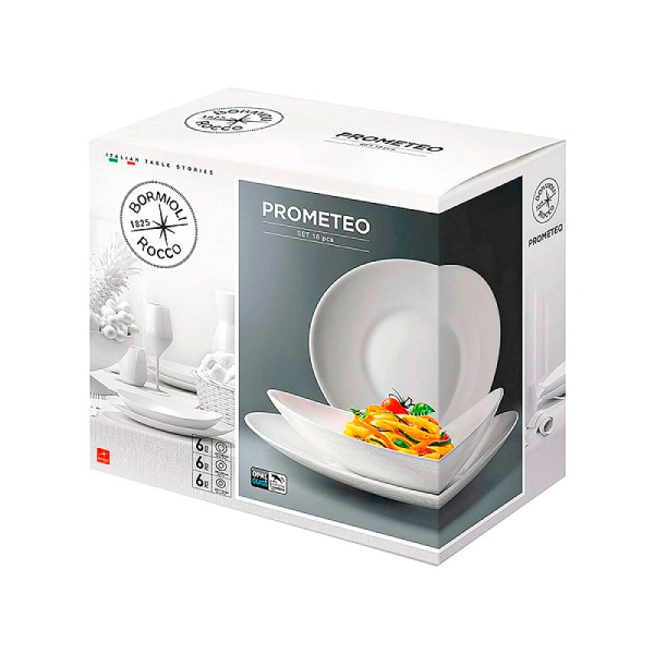 Set farfurii Bormioli Prometeo 18buc, sticla de opal Set farfurii Bormioli Prometeo 18buc, sticla de opal