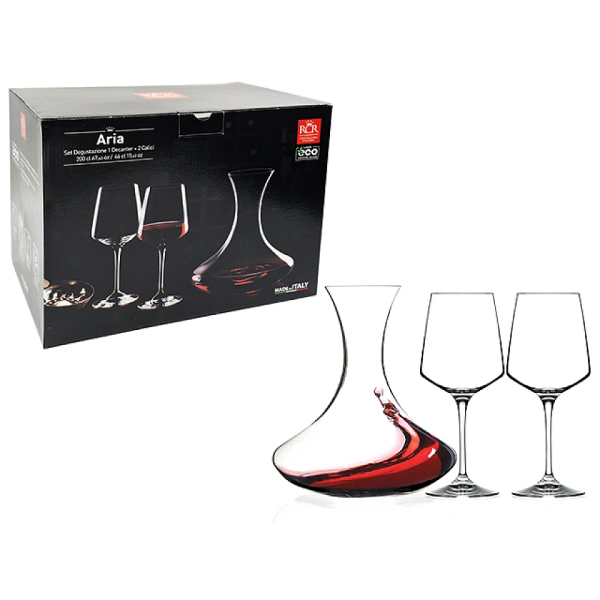 Set decanter 2l si 2 pahare 460ml pentru vin rosu Aria, cristal Set decanter 2l si 2 pahare 460ml pentru vin rosu Aria, cristal