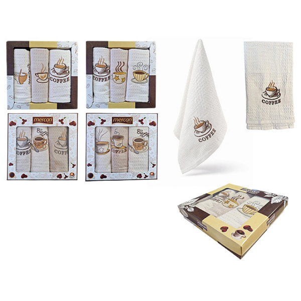 Набор кухонных полотенец NH Coffee, 3 шт., 30X50 см, хлопок Набор кухонных полотенец NH Coffee, 3 шт., 30X50 см, хлопок