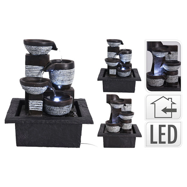 Фонтан декоративный LED "Чаши черные" 22X19X26cm