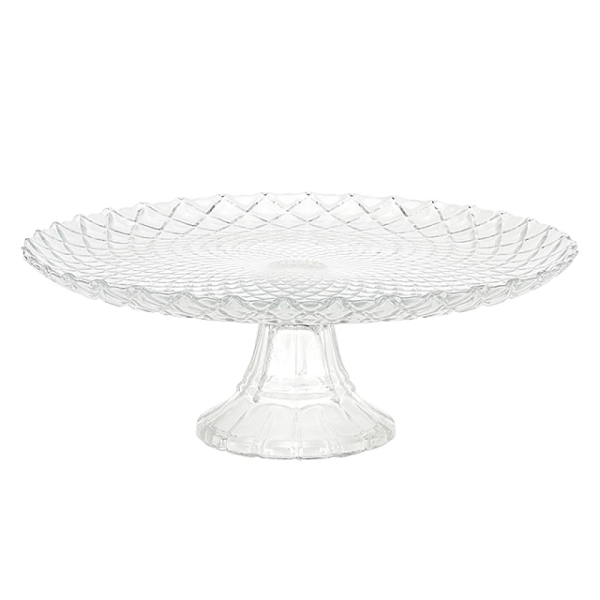 Platou de servire pe piciorus Diamond D26, H9.5cm, sticla Platou de servire pe piciorus Diamond D26, H9.5cm, sticla