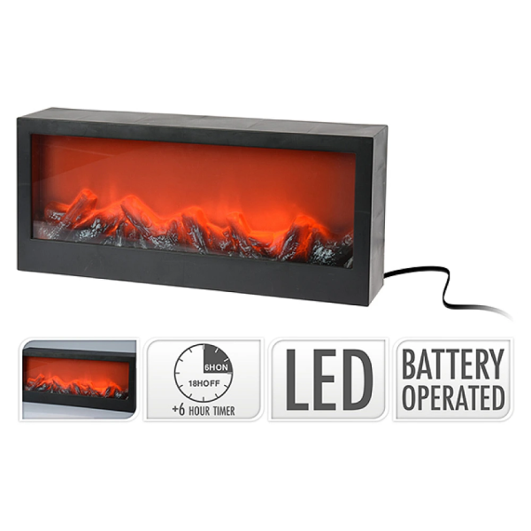 Semineu decorativ LED 45X20X10cm, cronometru, adaptor neinclus