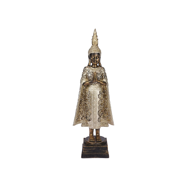 Statuie "Buddha stand intr-o mantie" 56cm auriu Statuie "Buddha stand intr-o mantie" 56cm auriu