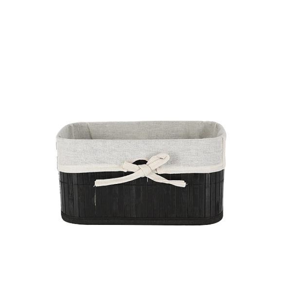 Корзина H&S 34X24X16cm, черная, с подкладкой, из бамбука Корзина H&S 34X24X16cm, черная, с подкладкой, из бамбука