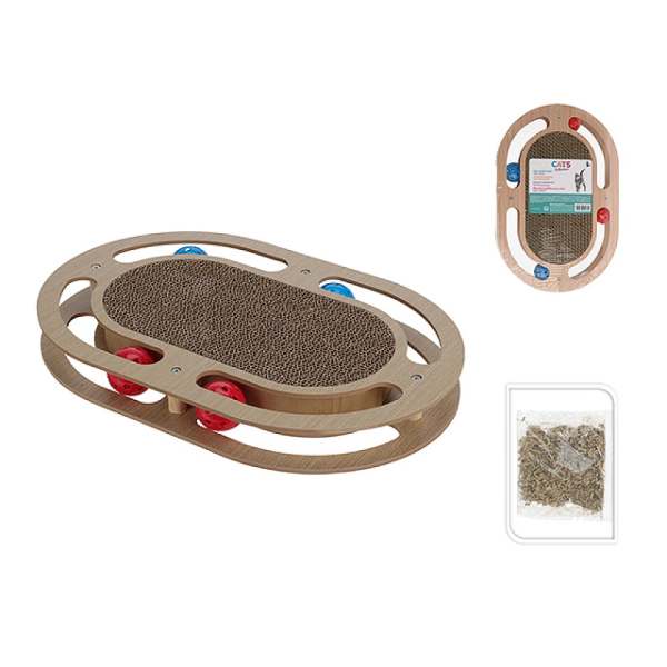 Zgârietoare cu platformă de joc Pets cu catnip, 41X27X5cm, din MDF Zgârietoare cu platformă de joc Pets cu catnip, 41X27X5cm, din MDF