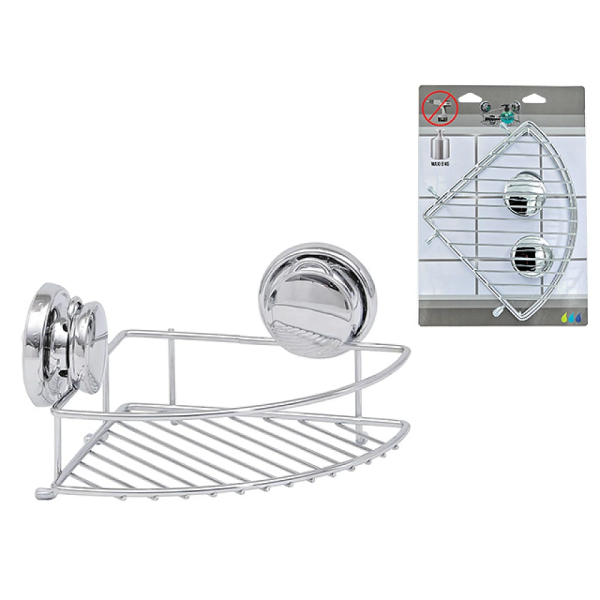 Raft de colt pe ventuze Tendance 18X18X6cm, metal Raft de colt pe ventuze Tendance 18X18X6cm, metal