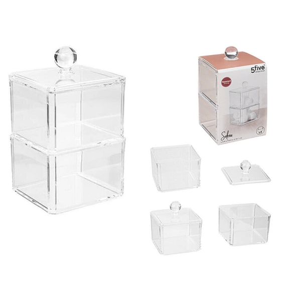Organizator pentru cosmetică, 2 sectiuni Five Selena 9.4X9.4X16.7cm, plastic Organizator pentru cosmetică, 2 sectiuni Five Selena 9.4X9.4X16.7cm, plastic