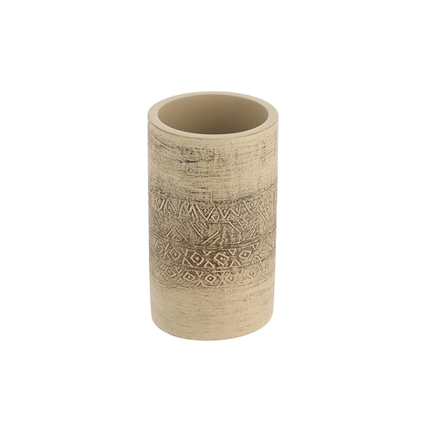 Pahar pentru periute de dinti Tendance "Ornament" D6.5X10.5cm, bej
