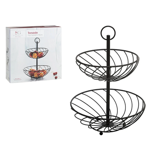 Suport pentru fructe SG 27X34cm, metal negru, 2 nivele Suport pentru fructe SG 27X34cm, metal negru, 2 nivele