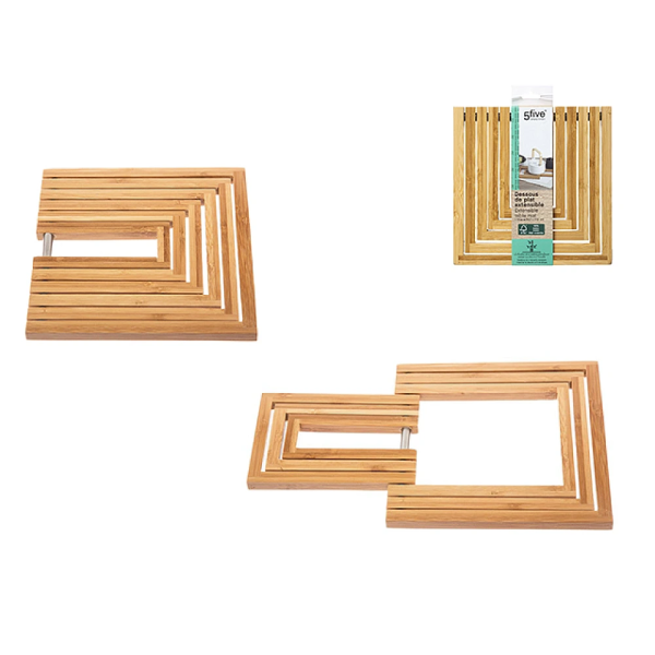 Suport reglabil pentru vase fierbinti din bambus Five 34.5X19cm Suport reglabil pentru vase fierbinti din bambus Five 34.5X19cm