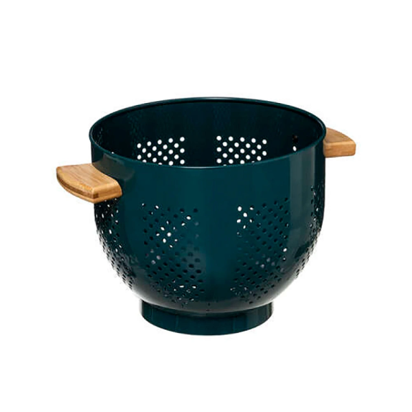 Strecuratoare metalic Five D19X29cm cu manere bambus, albastru Strecuratoare metalic Five D19X29cm cu manere bambus, albastru