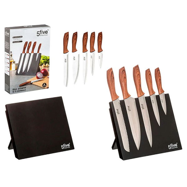 Set cutite 5buc Five cu suport magnetic 23.2X19X32cm Set cutite 5buc Five cu suport magnetic 23.2X19X32cm