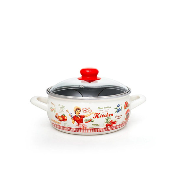 Cratita emailata Kitchen 20cm, 2.9l, capac din sticla Cratita emailata Kitchen 20cm, 2.9l, capac din sticla