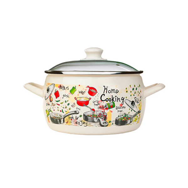 Cratita emailata "Home Cooking" D18cm, 3.3l, capac din sticla Cratita emailata "Home Cooking" D18cm, 3.3l, capac din sticla