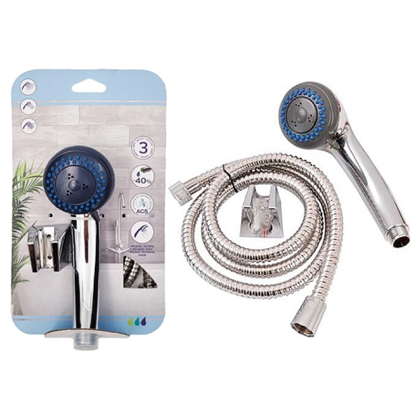 Set de dus Tendance: para dus D8cm, 3 regimuri, furtun 1.5m, suport Set de dus Tendance: para dus D8cm, 3 regimuri, furtun 1.5m, suport