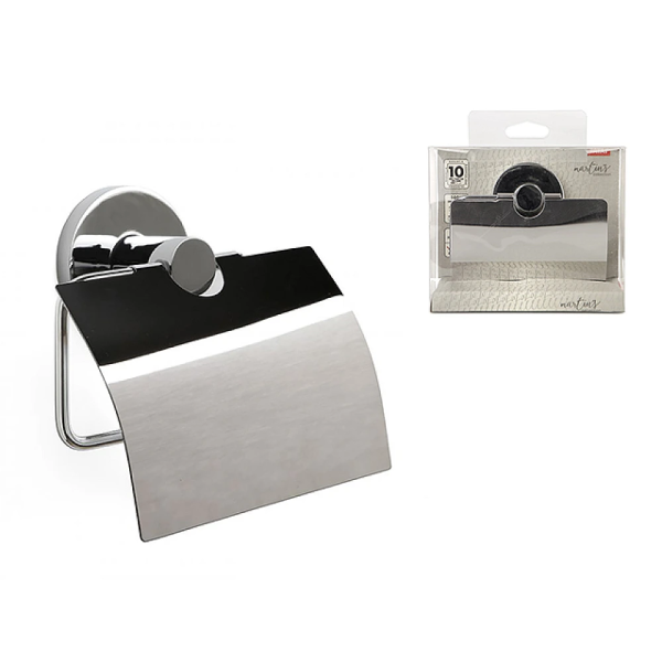 Suport pentru hârtie WC cu capac Tatay Martins13X12.5X5cm, inox Suport pentru hârtie WC cu capac Tatay Martins13X12.5X5cm, inox