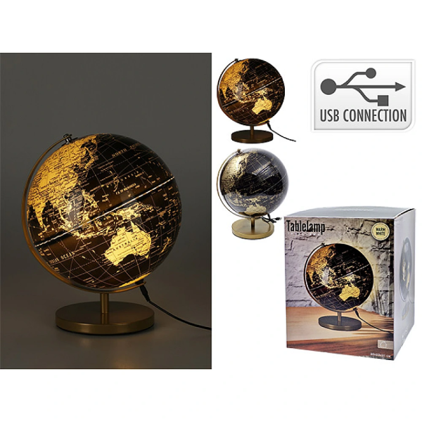 Глобус светящийся D26cm, H31cm, с usb входом, черный Глобус светящийся D26cm, H31cm, с usb входом, черный