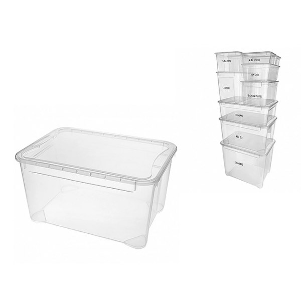 Container cu capac Econova Cristal 49l, 55.5X39X29cm, transparent