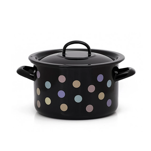 Cratita emailata "Buline colorate" 22cm, 5l, capac din metal Cratita emailata "Buline colorate" 22cm, 5l, capac din metal