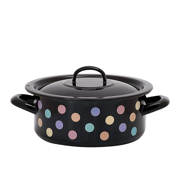 Cratita emailata "Buline colorate" 28cm, 7l, capac din metal Cratita emailata "Buline colorate" 28cm, 7l, capac din metal