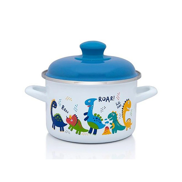 Эмалированная кастрюля "Dino" 16см, 2л, металлическая крышка Эмалированная кастрюля "Dino" 16см, 2л, металлическая крышка