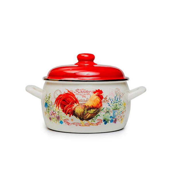Cratita emailata "Сocoșul de aur" 20cm, 4l, capac din metal Cratita emailata "Сocoșul de aur" 20cm, 4l, capac din metal