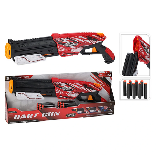 Pistol de tip blaster 58 cm, proiectile moi 24bucX7 cm, plastic Pistol de tip blaster 58 cm, proiectile moi 24bucX7 cm, plastic