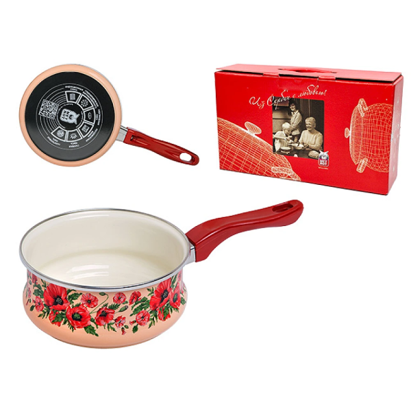 Caus emailat "Mac" D16cm, 1.5l, cu maner bachelit Caus emailat "Mac" D16cm, 1.5l, cu maner bachelit