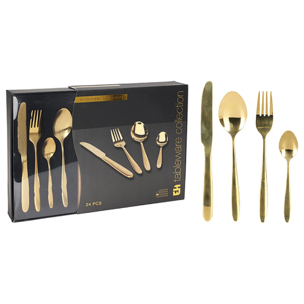 Set de tacamuri EH 24buc, inox, auriu Set de tacamuri EH 24buc, inox, auriu