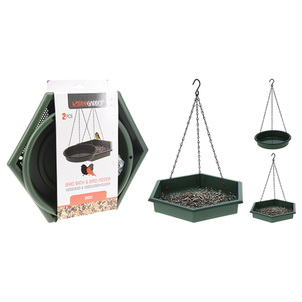 Hranitoare hexagonala pentru pasari 28X45cm,+adapatoare D20X43cm, suspendabila, plastic Hranitoare hexagonala pentru pasari 28X45cm,+adapatoare D20X43cm, suspendabila, plastic