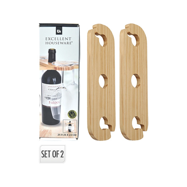 Suport pentru pahare la servirea vinului EH 25X25X22 cm, 2 buc, lemn salcam Suport pentru pahare la servirea vinului EH 25X25X22 cm, 2 buc, lemn salcam