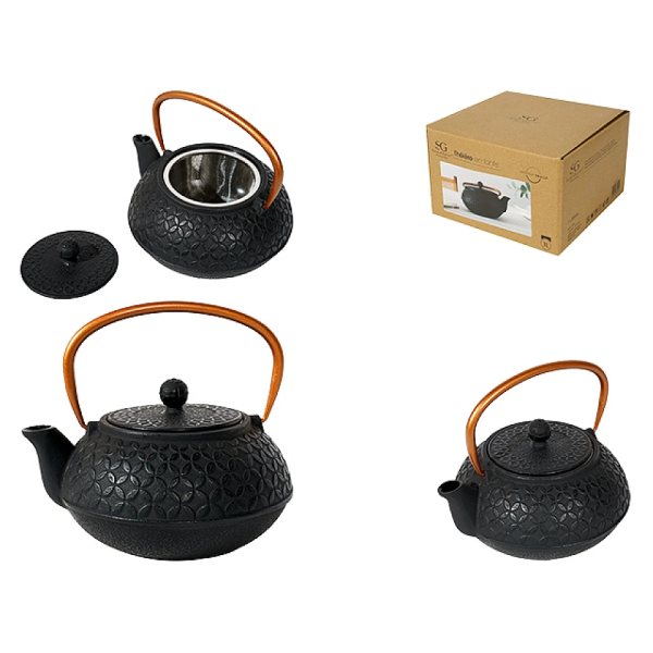 Ceainic din fonta 1l SG Flower, negru Ceainic din fonta 1l SG Flower, negru