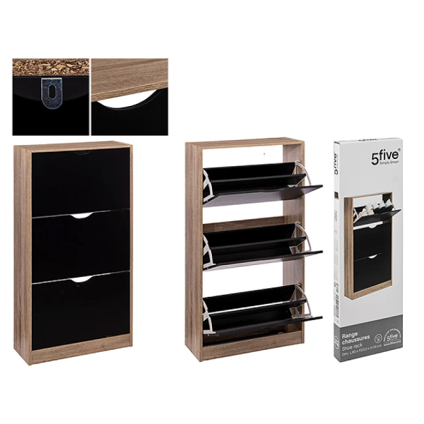 Комод для обуви 3 ящика Five 60X23X119см, черный Комод для обуви 3 ящика Five 60X23X119см, черный