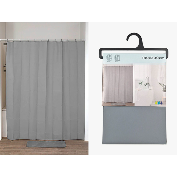 Шторка для душа 180X200 см Tendance, серый, PE50% EVA50% Шторка для душа 180X200 см Tendance, серый, PE50% EVA50%
