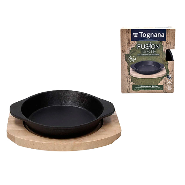 Сковорода чугунная 14 см Tognana Fusion Taste на деревянной подставке Сковорода чугунная 14 см Tognana Fusion Taste на деревянной подставке
