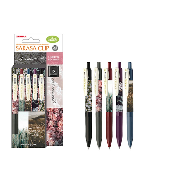 Set pix cu gel Zebra Sarasa Clip Calming moment, 0.5 mm, 5buc Set pix cu gel Zebra Sarasa Clip Calming moment, 0.5 mm, 5buc