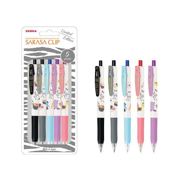 Set pix cu gel Zebra Sarasa Clip Kawai Animal, 0.7 mm, 5buc Set pix cu gel Zebra Sarasa Clip Kawai Animal, 0.7 mm, 5buc