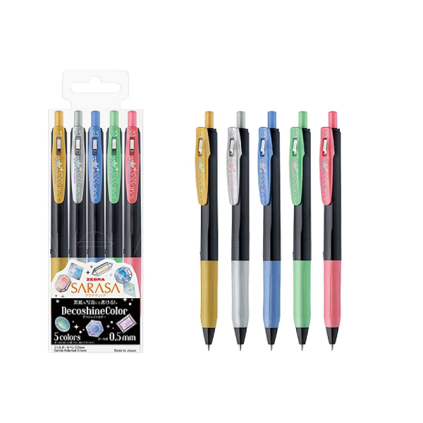 Set pix cu gel Zebra Sarasa Clip Decoshine, 0.5 mm, 5buc Set pix cu gel Zebra Sarasa Clip Decoshine, 0.5 mm, 5buc