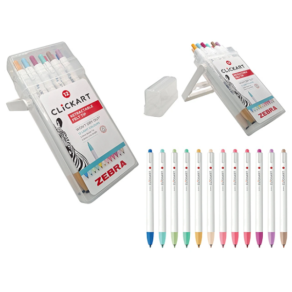 Set marker Light Zebra Clickart, 0.6 mm, 12 culori deschise Set marker Light Zebra Clickart, 0.6 mm, 12 culori deschise