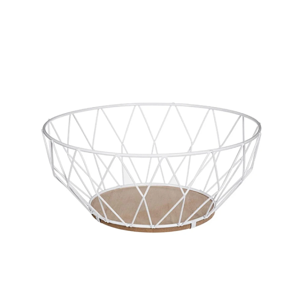 Cos pentru fructe 5Five D27X11.5 cm, alb, metal/MDF Cos pentru fructe 5Five D27X11.5 cm, alb, metal/MDF
