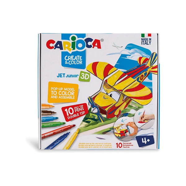 Набор Carioca Create&Color 3D-пазл Jet Junior с фломастерами, 10шт