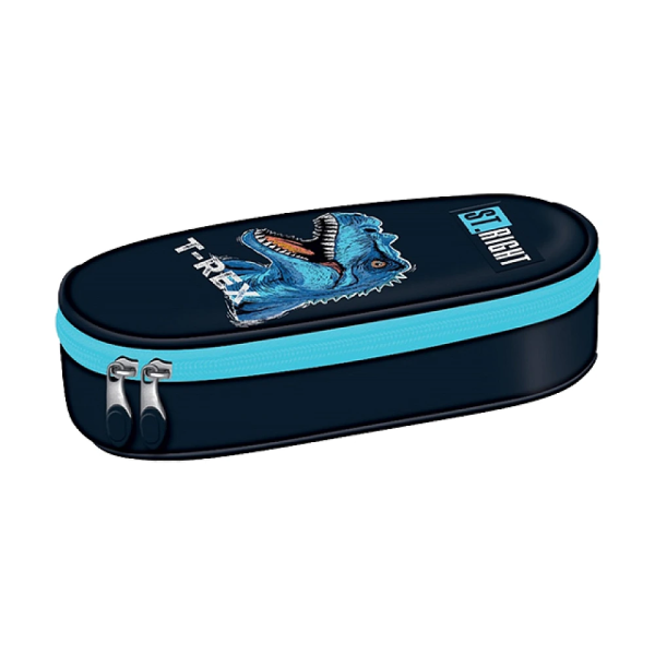 Пенал - футляр 23X9.5X6 cm St.Right BlueT-Rex, текстиль Пенал - футляр 23X9.5X6 cm St.Right BlueT-Rex, текстиль